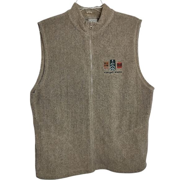 4430) Green Brand Recycled Sensegal Yarn Tan Full Zip High Neck Vest Large - Picture 1 of 9